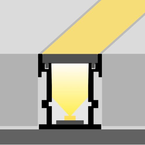 Burkolatváltó LED profil lépésálló opál fedővel, eloxált alumínium (21.8x25.8mm)