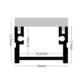   Burkolatváltó LED profil lépésálló opál fedővel, eloxált alumínium (16x12.7mm) F6
