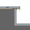 TILE-EDGE lépcsőprofil beépítési rajza: a rögzítőszár a csemperagasztóban, a LED lefelé világít, Fekete színben