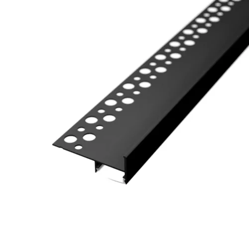 TILE-EDGE lépcsőprofil beépítési rajza: a rögzítőszár a csemperagasztóban, a LED lefelé világít, Fekete színben