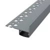 TILE-EDGE lépcsőprofil beépítési rajza: a rögzítőszár a csemperagasztóban, a LED lefelé világít, szürke színben