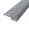 TILE-EDGE lépcsőprofil beépítési rajza: a rögzítőszár a csemperagasztóban, a LED lefelé világít, szürke színben