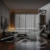 Eloxált alumínium (ezüst) DECO LINE karnistakaró LED profil mennyezetre szerelve, opál fedéllel, modern függönyvilágításhoz.