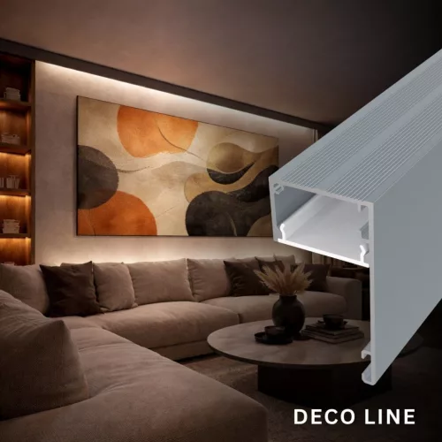 DECO LINE Karnistakaró LED Profil és Mennyezeti Rejtett Világítás, Antracit, Opál Fedővel (2 méter)