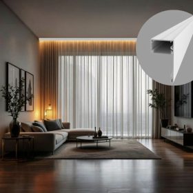   DECO LINE Karnistakaró LED Profil és Mennyezeti Rejtett Világítás, Fehér, Opál Fedővel (2 méter)