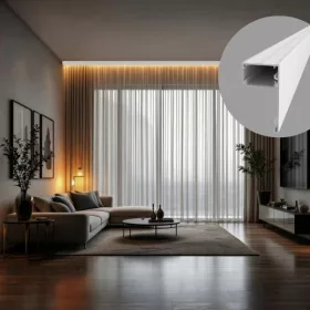   DECO LINE Karnistakaró LED Profil és Mennyezeti Rejtett Világítás, Fehér, Opál Fedővel (2 méter)