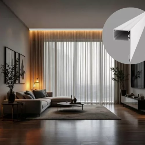 DECO LINE Karnistakaró LED Profil és Mennyezeti Rejtett Világítás, Fehér, Opál Fedővel (2 méter)