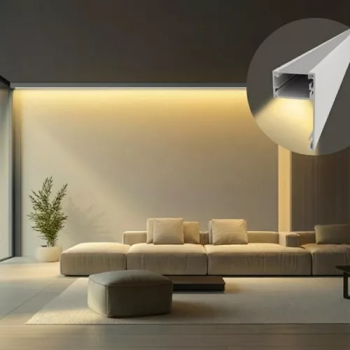 DECO LINE Karnistakaró LED Profil és Mennyezeti Rejtett Világítás, Fehér, Opál Fedővel (2 méter)