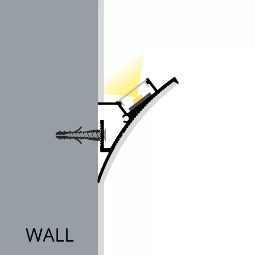 WALL ELEGANT falba glettelhető alumínium LED profil 2 méteres hosszban, festhető felülettel rejtett világításhoz