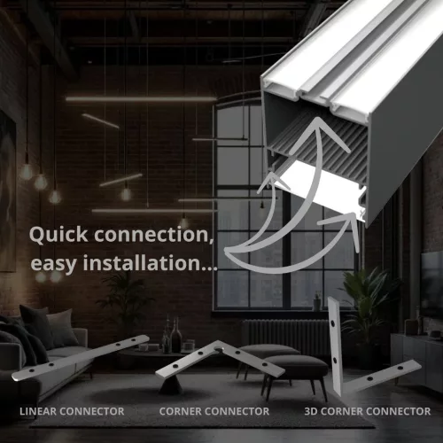 Ezüst Függesztett Alumínium LED Profil – Kétirányú Világítás, Rejtett Tápegységgel (2m)