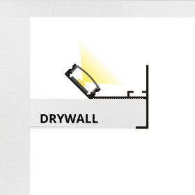 CEIL-EDGE LED profil beépítési metszet: 12,5mm gipszkartonra szerelés és glettelés