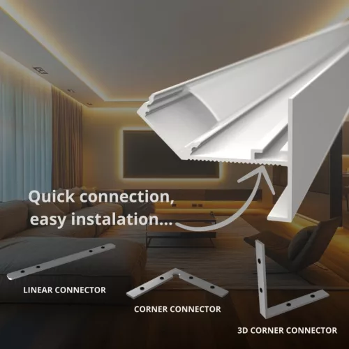 CEIL-EDGE LED profil beépítési metszet: 12,5mm gipszkartonra szerelés és glettelés
