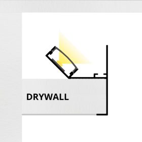 CEIL-EDGE MAXI LED profil beépítési metszet: 25mm dupla gipszkartonra szerelés és glettelés