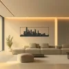 Nappali erős fővilágítással, WALL-GLOW FULL széles profillal és dupla LED szalaggal kialakítva, fehér színű