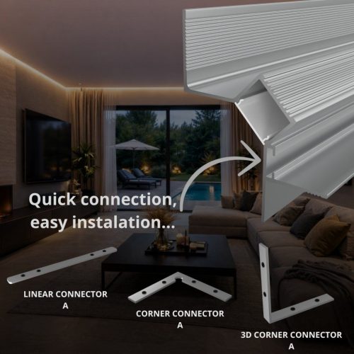 WALL GLOW 45 alumínium gipszkarton LED profil lebegő mennyezeti falsúroló világításhoz