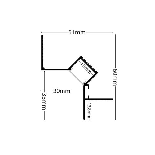 WALL GLOW 45 alumínium gipszkarton LED profil lebegő mennyezeti falsúroló világításhoz