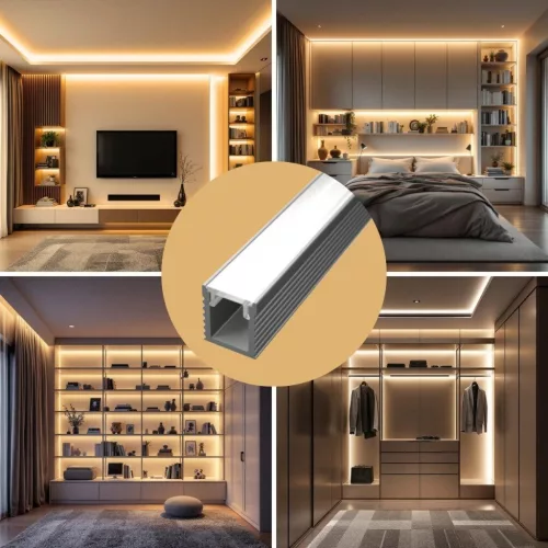 Ultravékony 2 méteres slim ezüst alumínium LED profil 5mm-es szalaghoz