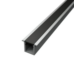 2 méteres SLIM (vékony) beépíthető alumínium LED profil bútorokba és gipszkartonba süllyesztéshez, fekete burával.