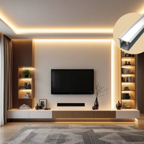 2 méteres SLIM (vékony) beépíthető alumínium LED profil bútorokba és gipszkartonba süllyesztéshez