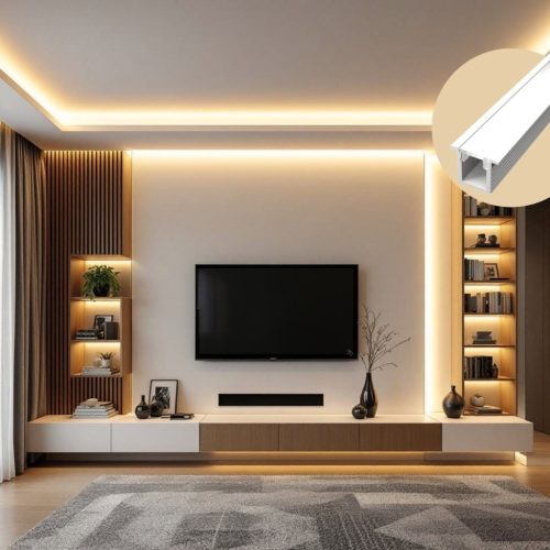 2 méteres SLIM (vékony) beépíthető alumínium LED profil bútorokba és gipszkartonba süllyesztéshez