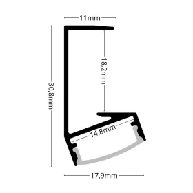 Fekete színű WOODEN SHELF LED profil 18mm-es sötét bútorlap élére szerelve