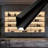 Fekete színű WOODEN SHELF LED profil 18mm-es sötét bútorlap élére szerelve