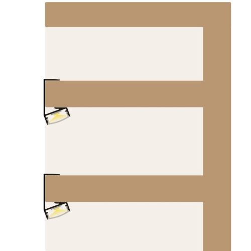 Fehér színű WOODEN SHELF LED profil 18mm-es fehér bútorlap élére szerelve