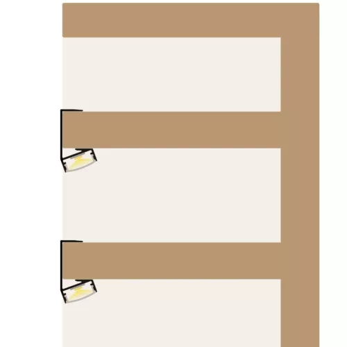 Fehér színű WOODEN SHELF LED profil 18mm-es fehér bútorlap élére szerelve
