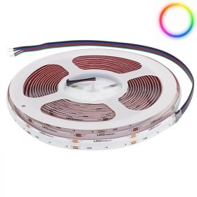 24V-os RGB színváltós COB LED szalag folyamatos, pöttymentes fénnyel és 768 leddel méterenként
