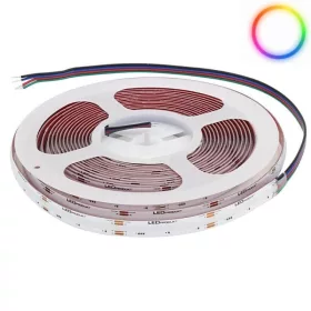 24V-os RGB színváltós COB LED szalag folyamatos, pöttymentes fénnyel és 768 leddel méterenként
