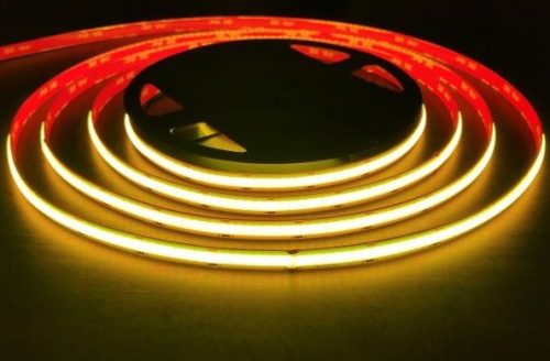 24V-os RGB színváltós COB LED szalag folyamatos, pöttymentes fénnyel és 768 leddel méterenként