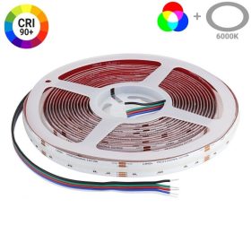Prémium CRI 90+ RGBW COB LED szalag tiszta 6000K hideg fehér fénnyel és extrém sűrűséggel