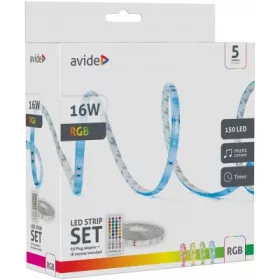   Avide kültéri RGB LED szalag szett 5 méter távirányítóval és zene vezérléssel 12V 16W