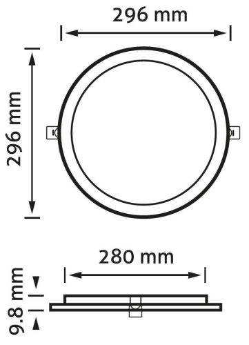Kerek, 24W-os, alumínium LED beépíthető mennyezeti lámpa CCT kapcsolóval és IP44 védettséggel, modern konyhába