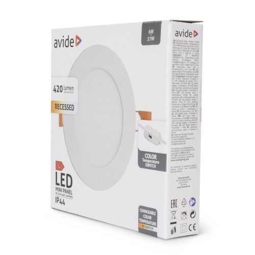 Kerek, 6W-os, alumínium LED beépíthető mennyezeti lámpa CCT kapcsolóval és IP44 védettséggel, modern konyhába