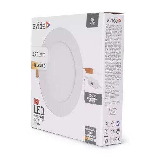 Kerek, 6W-os, alumínium LED beépíthető mennyezeti lámpa CCT kapcsolóval és IP44 védettséggel, modern konyhába