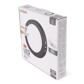   Avide LED Mennyezeti Lámpa 12W, CCT Kapcsolóval, Alumínium, IP44, Fekete