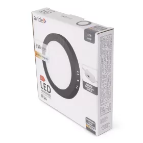   Avide LED Mennyezeti Lámpa 12W, CCT Kapcsolóval, Alumínium, IP44, Fekete