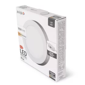   Avide LED Mennyezeti Lámpa 12W, CCT Kapcsolóval, Alumínium, IP44, Fehér