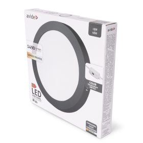   Avide LED Mennyezeti Lámpa 18W, CCT Kapcsolóval, Alumínium, IP44, Fekete