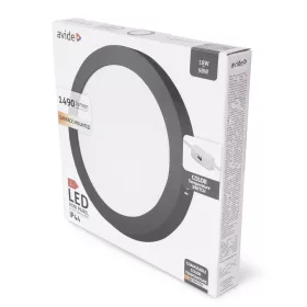   Avide LED Mennyezeti Lámpa 18W, CCT Kapcsolóval, Alumínium, IP44, Fekete