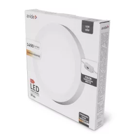   Avide LED Mennyezeti Lámpa 18W, CCT Kapcsolóval, Alumínium, IP44, Fehér
