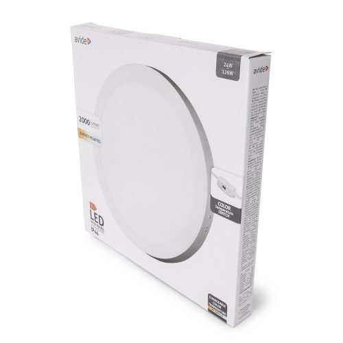 Avide LED Mennyezeti Lámpa 24W, CCT Kapcsolóval, Alumínium, IP44, Fehér