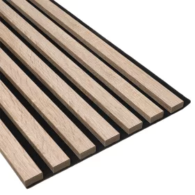   Fa hatású lamella falburkolat, hangszigetelő filc hátlappal (260cmx30cmx1,7 cm) - világos tölgy+fekete