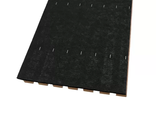 Fa hatású lamella falburkolat, hangszigetelő filc hátlappal (260cmx30cmx1,7 cm) - világos tölgy+fekete