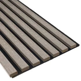   Fa hatású lamella falburkolat, hangszigetelő filc hátlappal (260cmx30cmx1,7 cm) - szürke tölgy+fekete