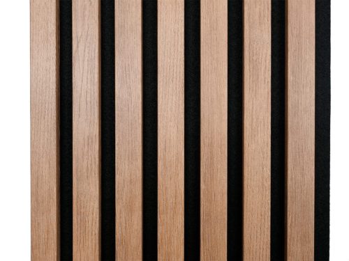 Fa hatású lamella falburkolat, hangszigetelő filc hátlappal (260cmx30cmx1,7 cm) - bronz tölgy+fekete