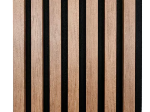 Fa hatású lamella falburkolat, hangszigetelő filc hátlappal (260cmx30cmx1,7 cm) - bronz tölgy+fekete