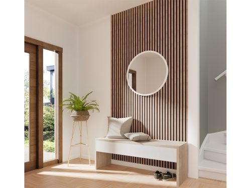 Fa hatású lamella falburkolat, hangszigetelő filc hátlappal (260cmx30cmx1,7 cm) - bronz tölgy+fekete