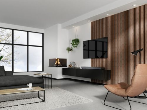 Fa hatású lamella falburkolat, hangszigetelő filc hátlappal (260cmx30cmx1,7 cm) - bronz tölgy+fekete